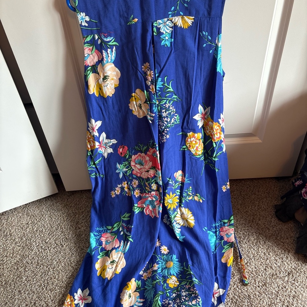 Anthropologie Blue Floral Midi Dress - Picture 10 of 11